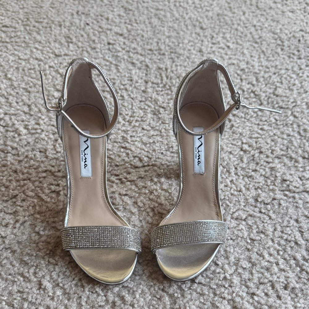 Nina Silver Strappy Heels